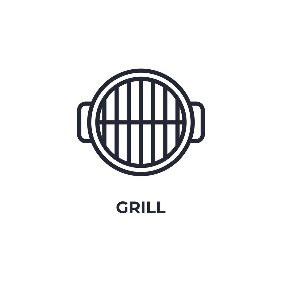 Vektorzeichen des Grillsymbols wird auf einem weißen Hintergrund lokalisiert. Symbolfarbe editierbar. vektor