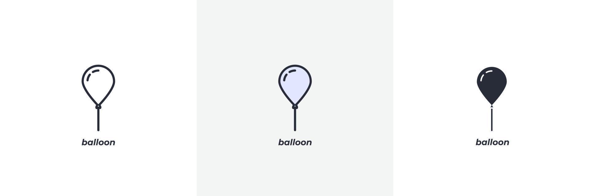 Ballon-Symbol. Linie, solider und gefüllter Umriss bunte Version, Umriss und gefülltes Vektorzeichen. ideensymbol, logoillustration. Vektorgrafiken vektor