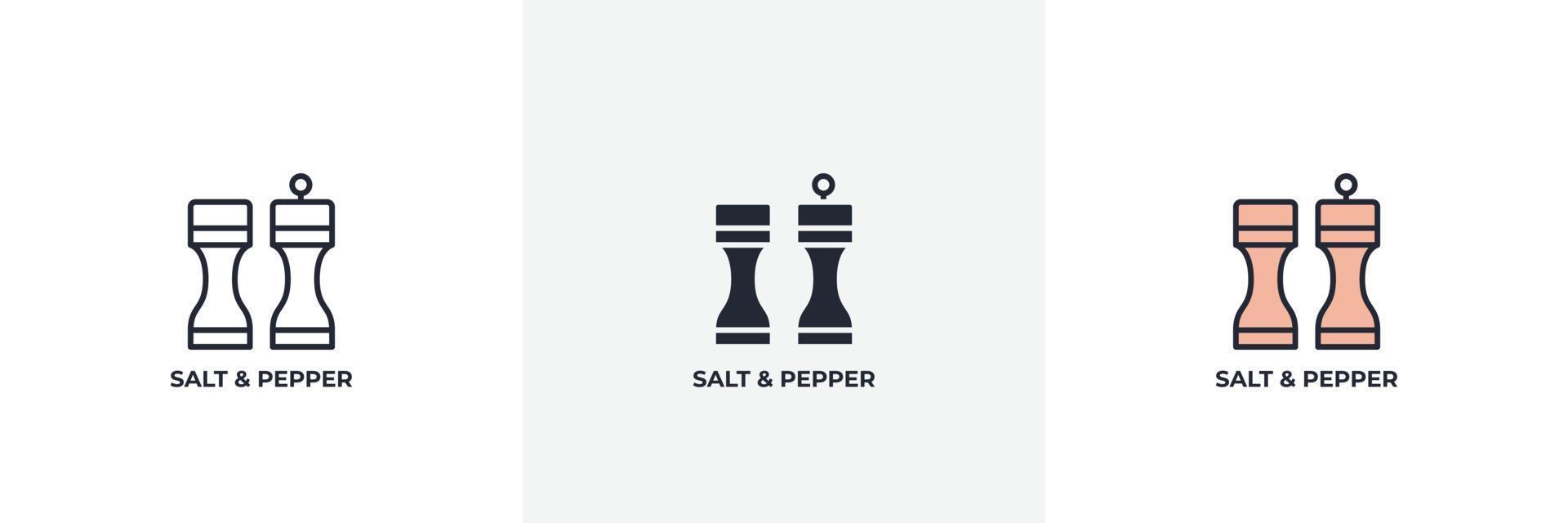 salt och peppar ikonen. linje, solid och fylld kontur färgglad version, kontur och fylld vektor tecken. idé symbol, logotyp illustration. vektorgrafik