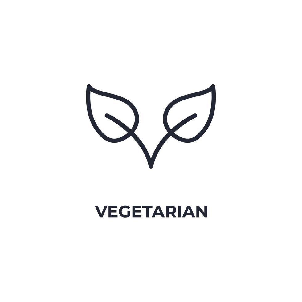 Vektorzeichen des vegetarischen Symbols wird auf einem weißen Hintergrund lokalisiert. Symbolfarbe editierbar. vektor