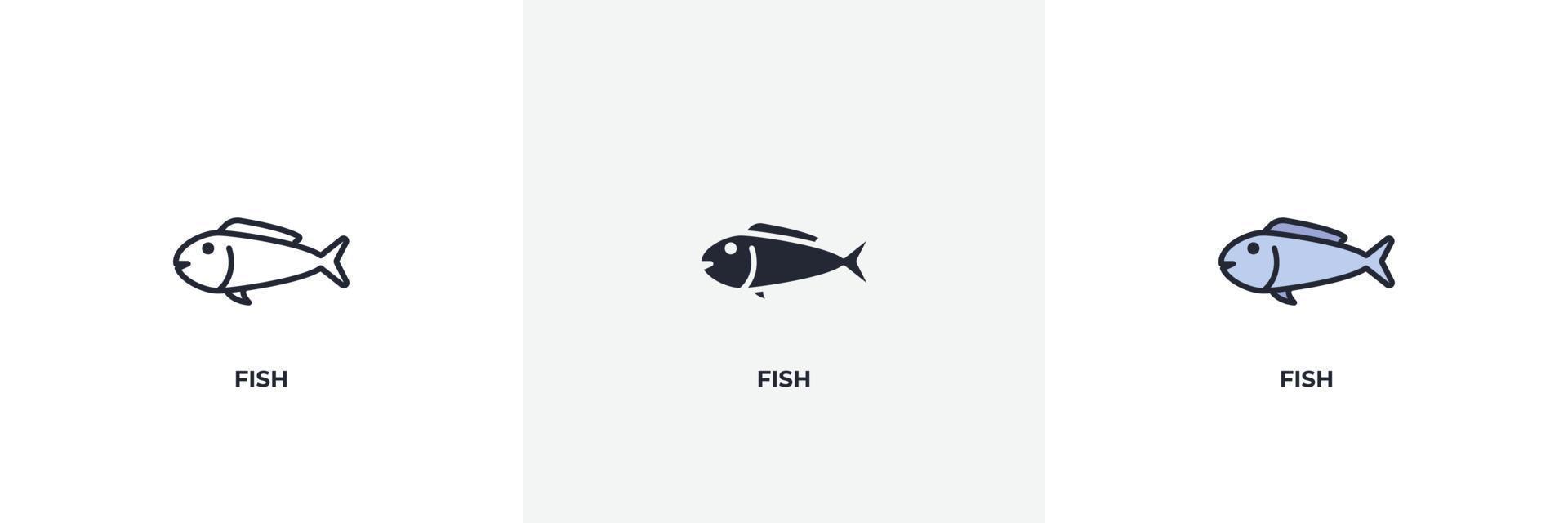 fisk ikon. linje, solid och fylld kontur färgglad version, kontur och fylld vektor tecken. idé symbol, logotyp illustration. vektorgrafik