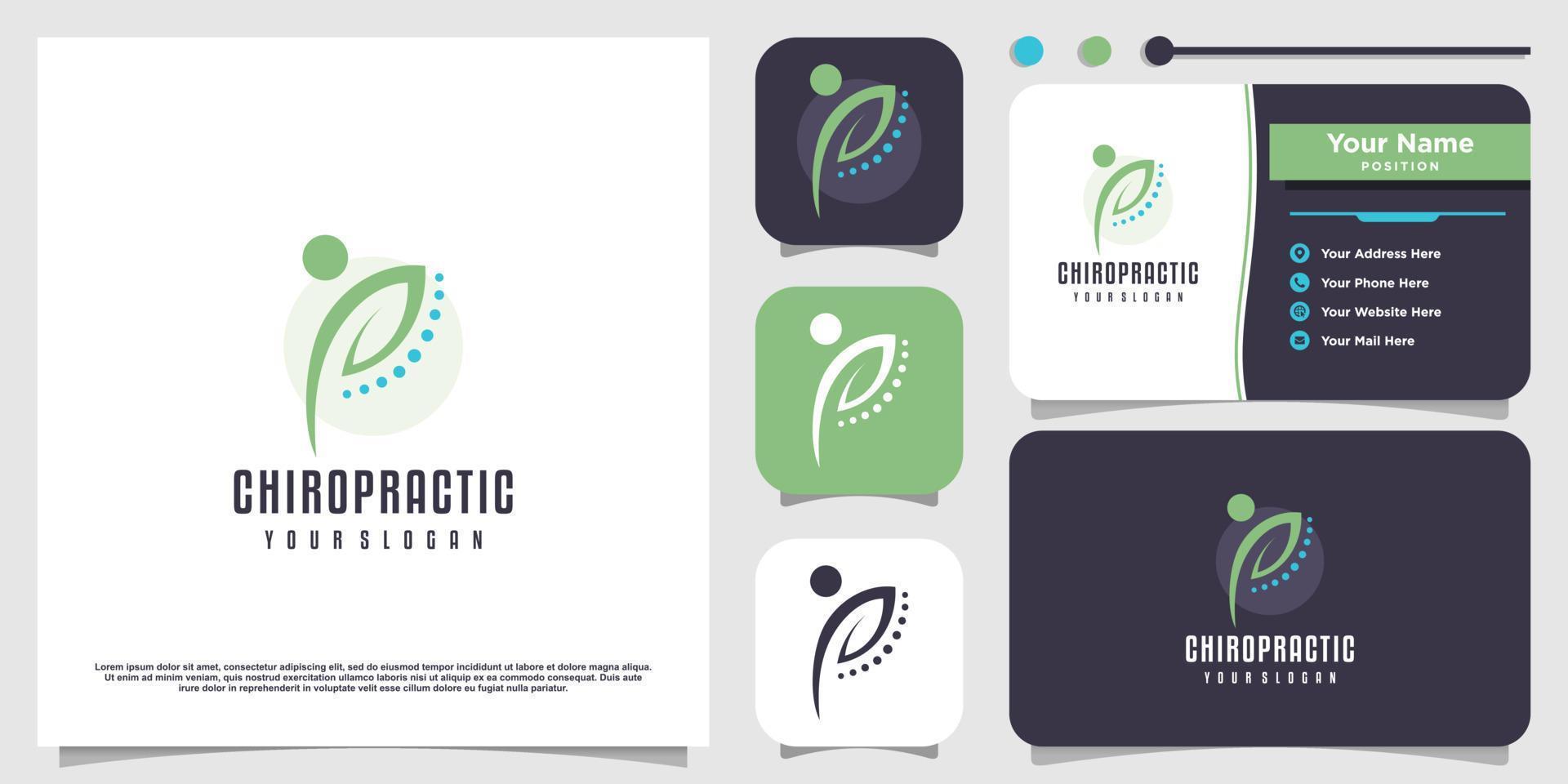 chiroptaktisches Logo-Design-Symbol für Premium-Vektor im Gesundheitswesen vektor