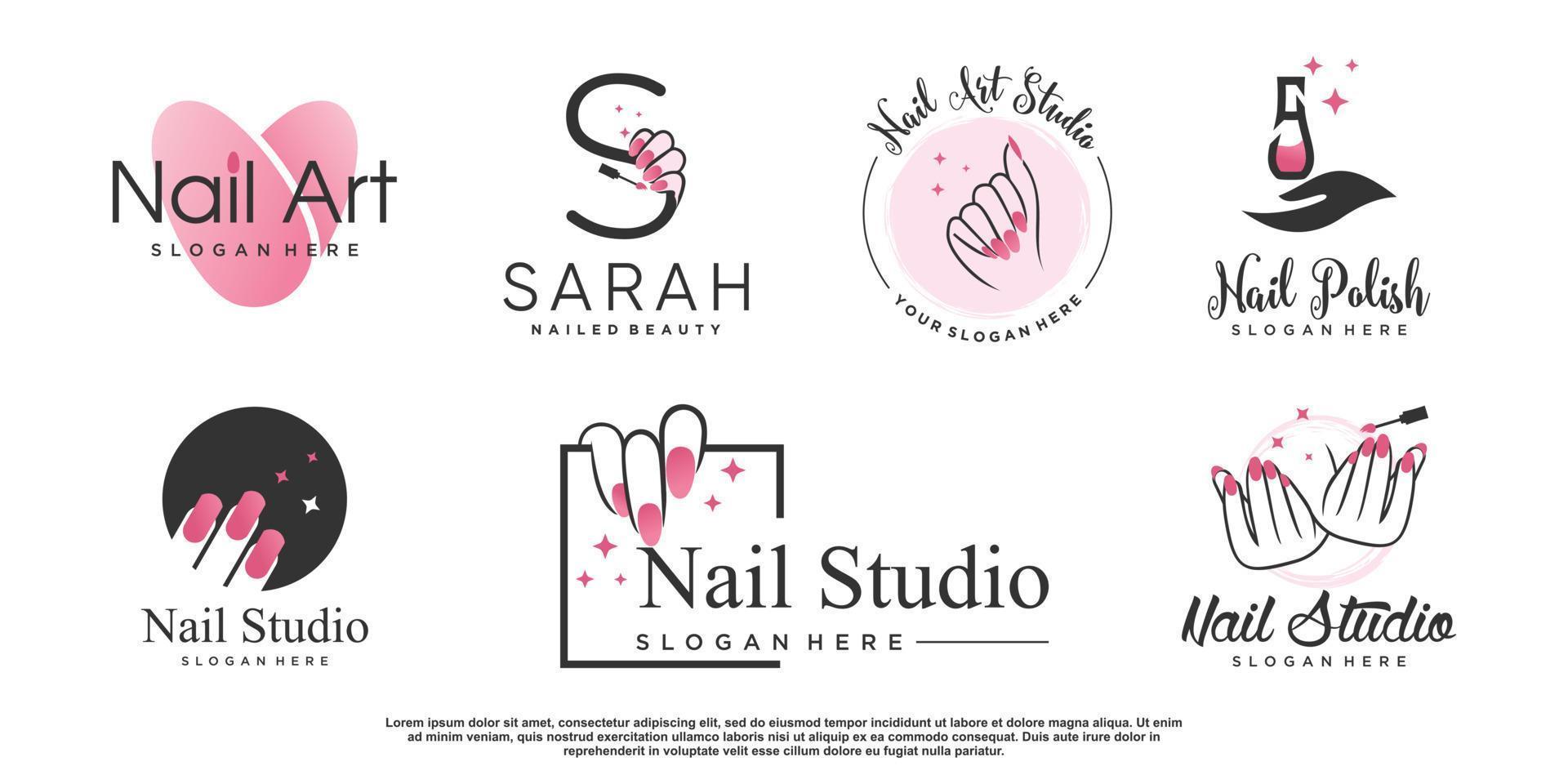 Nagelstudio-Symbol-Logo-Design-Vektor mit kreativem Premium-Vektor im einzigartigen Stil vektor