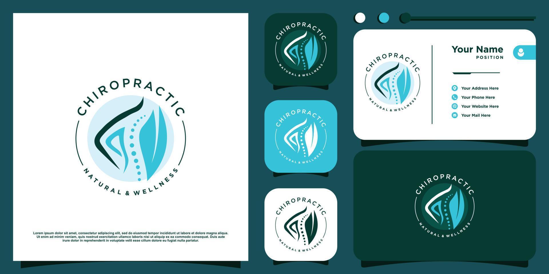 chiroptactic logotyp designikon för sjukvård premium vektor