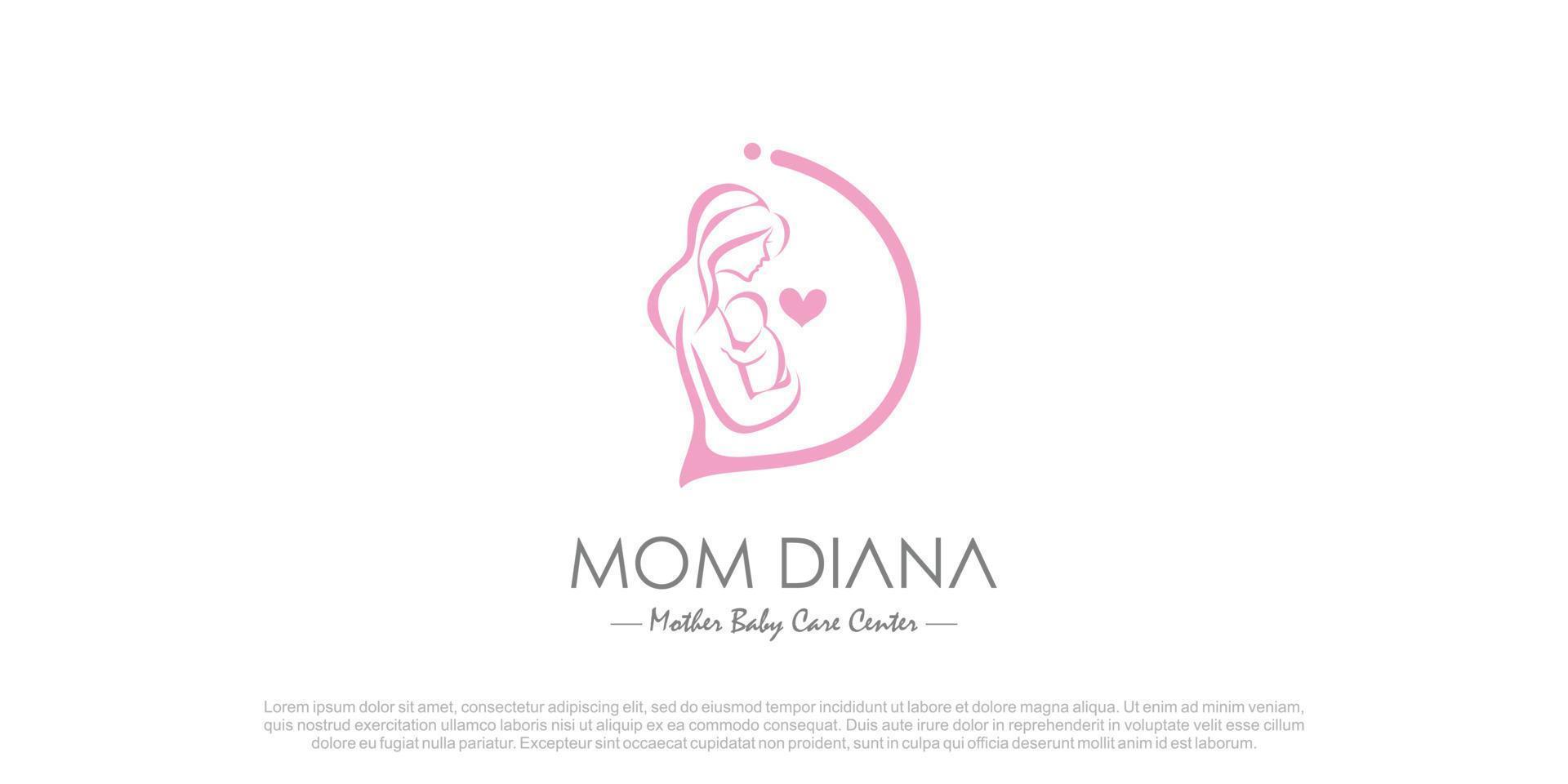 mamma och baby logotyp design vektor med kreativa unika koncept