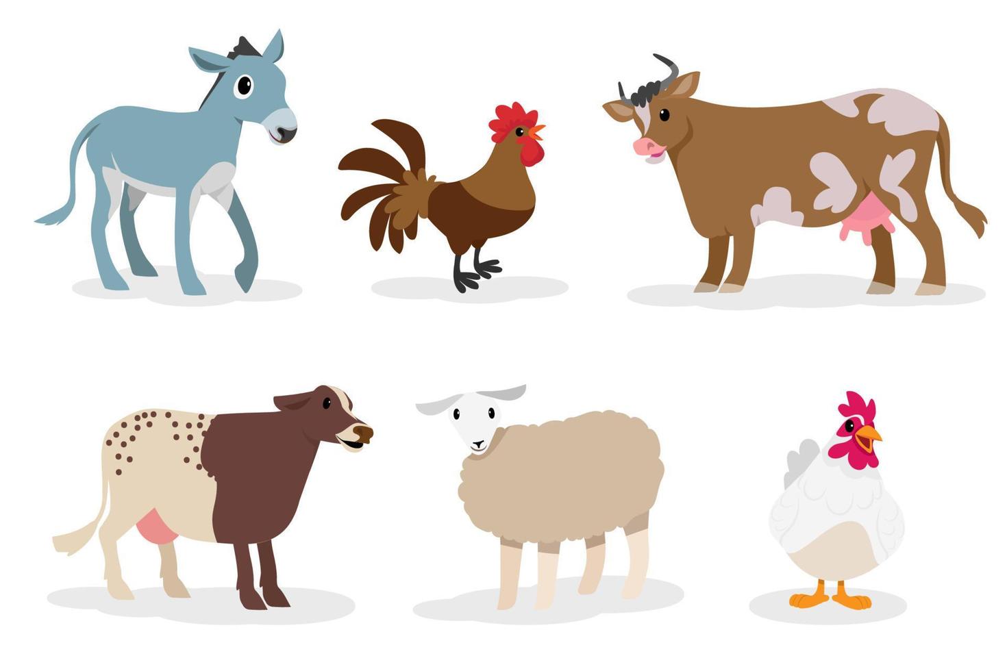 söta djur i ranch, gård och jordbruk. illustrationer av bylivet och objektdesign för banner, layout, årsredovisning, webb, flyer, broschyr, annons. vektor