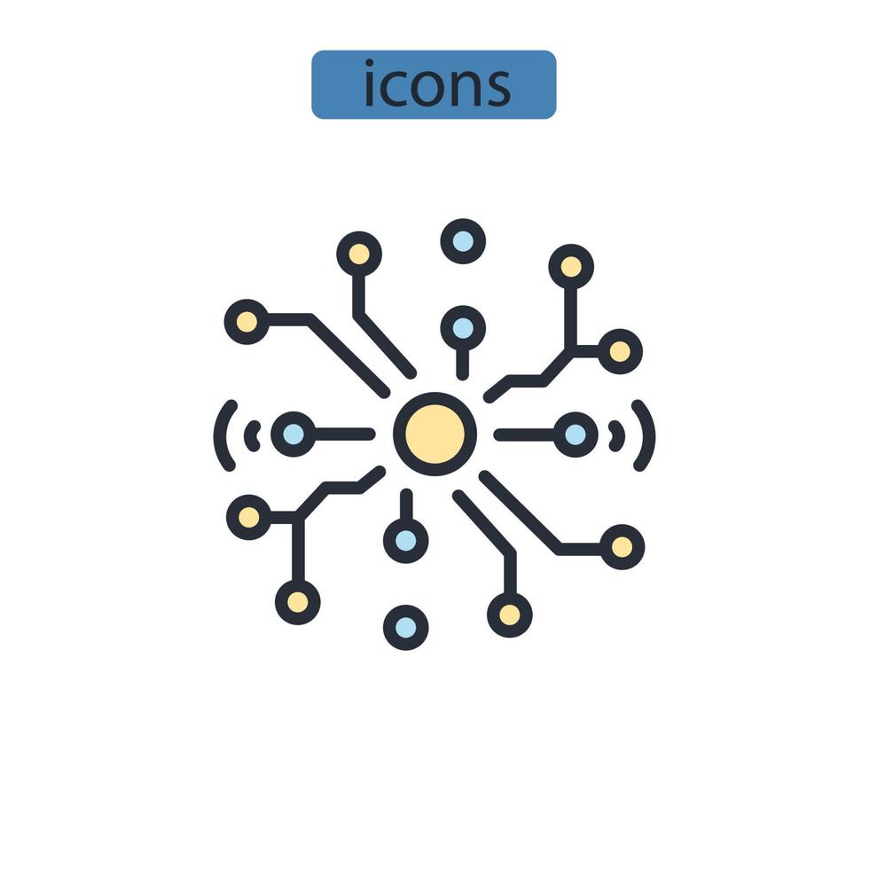 neurala nätverk ikoner symbol vektor element för infographic webben