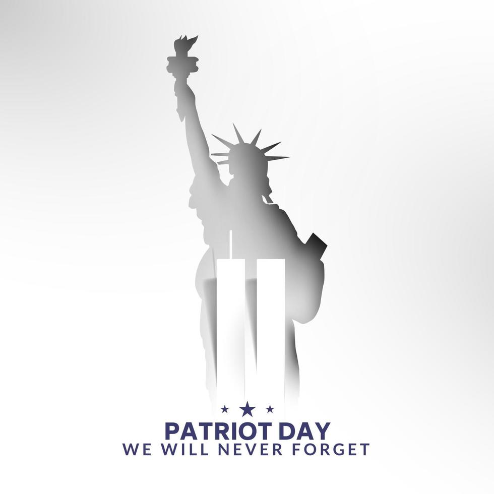 9 11 minnesdag 11 september.patriotdagen nyc world trade center. vi kommer aldrig att glömma, terrorattackerna den 11 september. World Trade Center papperskonststil vektor