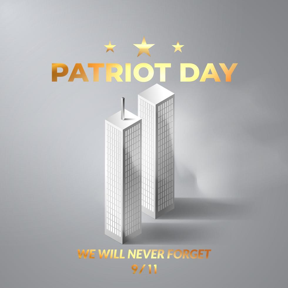 9 11 gedenktag 11. september. patriot tag nyc world trade center. wir werden die terroristenanschläge vom 11. september nie vergessen. 3d twin tower world trade center mit staub vektor