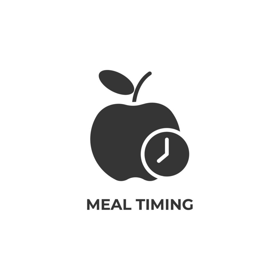 Das Vektorzeichen des Mahlzeit-Timing-Symbols ist auf einem weißen Hintergrund isoliert. Symbolfarbe editierbar. vektor