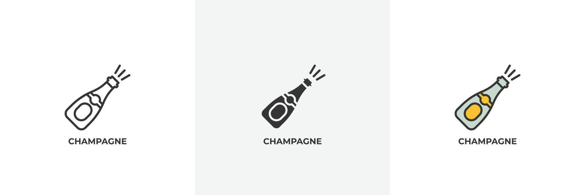 champagne ikon. linje, solid och fylld kontur färgglad version, kontur och fylld vektor tecken. idé symbol, logotyp illustration. vektorgrafik