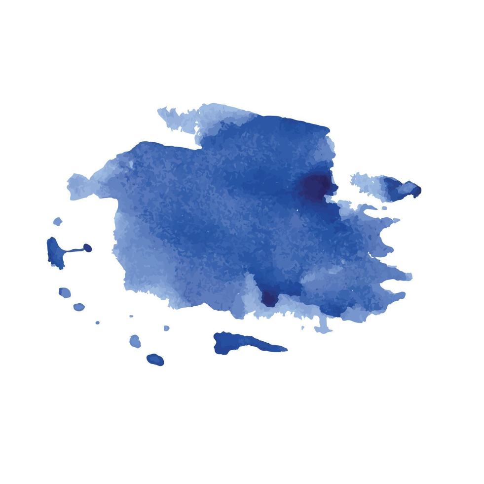 abstraktes modernes handgemaltes Design mit Aquarellfleck-Pinselstrich der blauen Wolke, lokalisiert auf weißem Hintergrund. Vektor als dekorative Designkarte, Banner, Poster, Cover, Broschüre, Wandkunst