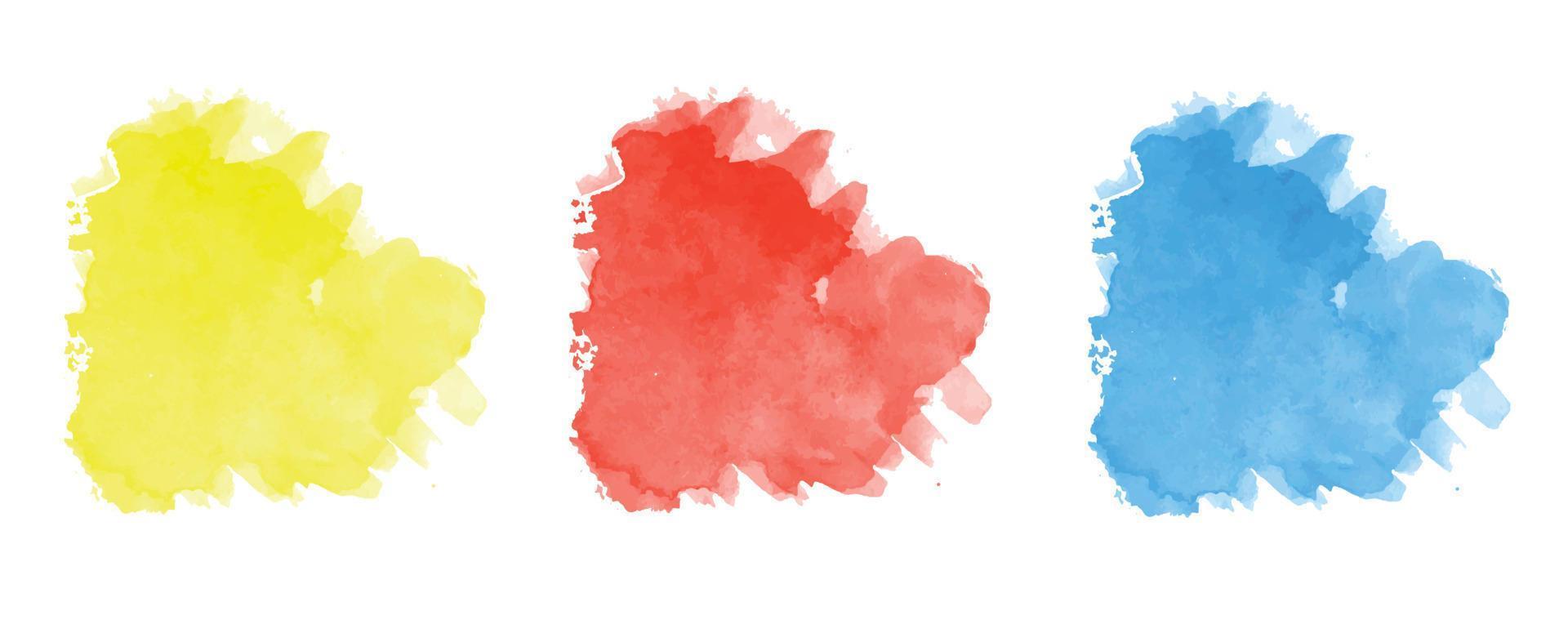 abstraktes modernes handgemaltes Design mit Pinselstrich blau, gelb, rote Wolke, isoliert auf weiß. Vektor verwendet als dekorative Designkarte, Fahne, Plakat, Abdeckung, Broschüre