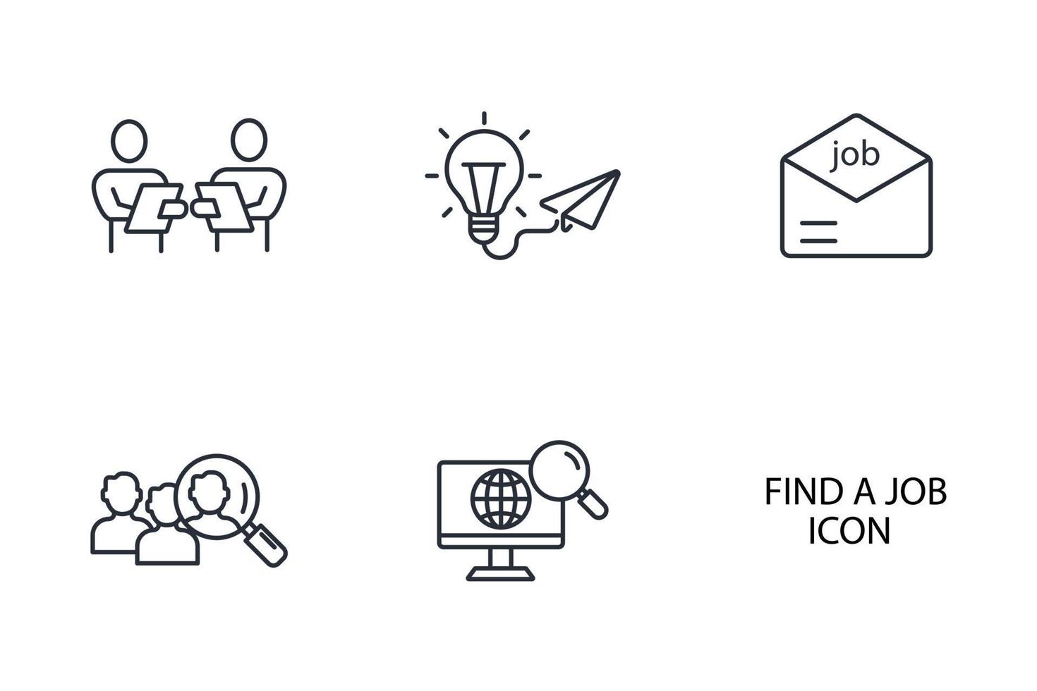 Finden Sie einen Job-Icons-Set. Finden Sie ein Job-Pack-Symbol, Vektorelemente für das Infografik-Web vektor