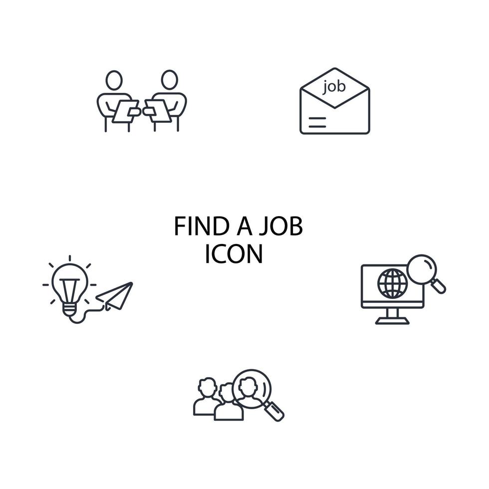 Finden Sie einen Job-Icons-Set. Finden Sie ein Job-Pack-Symbol, Vektorelemente für das Infografik-Web vektor