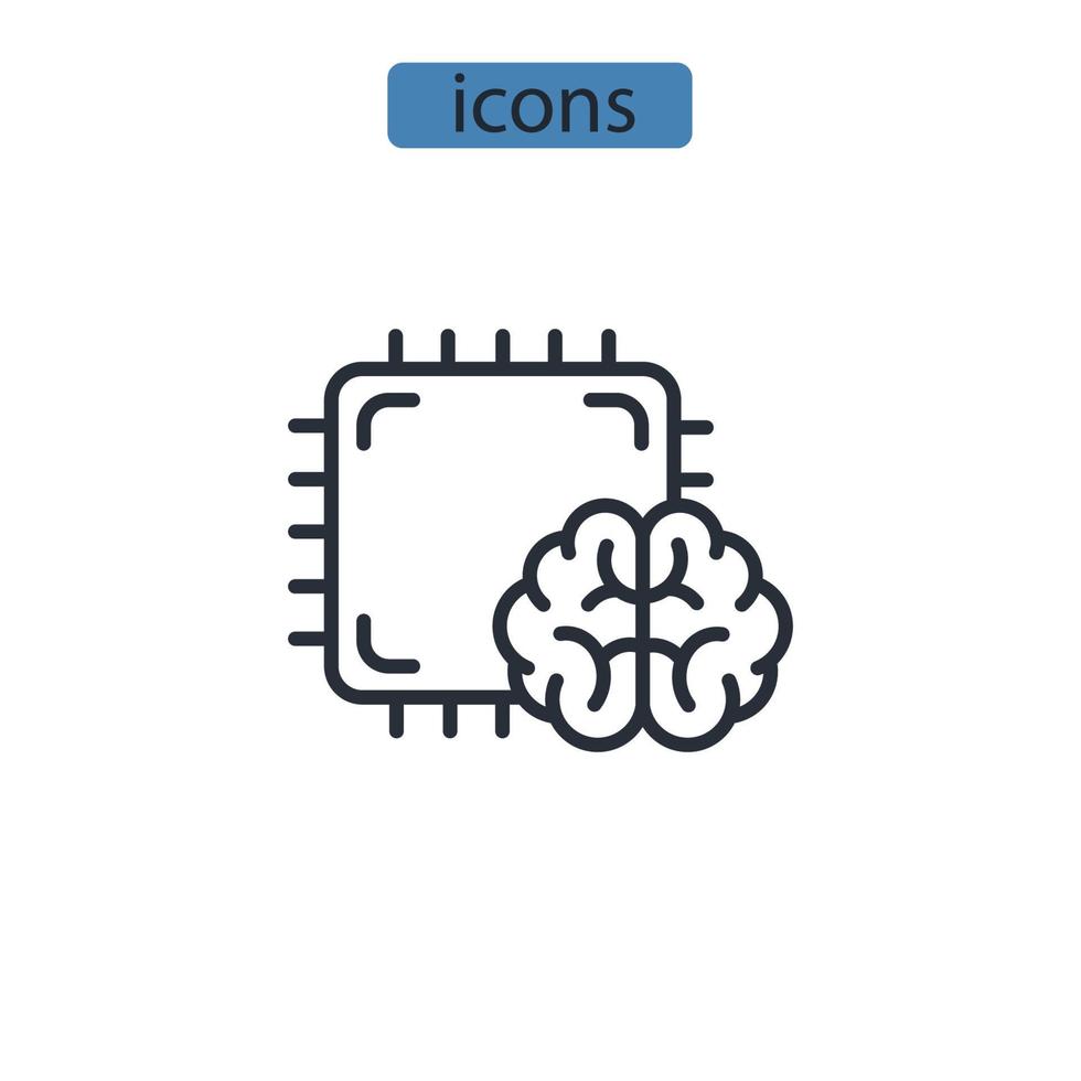 artificiell intelligens ikoner symbol vektorelement för infographic webben vektor