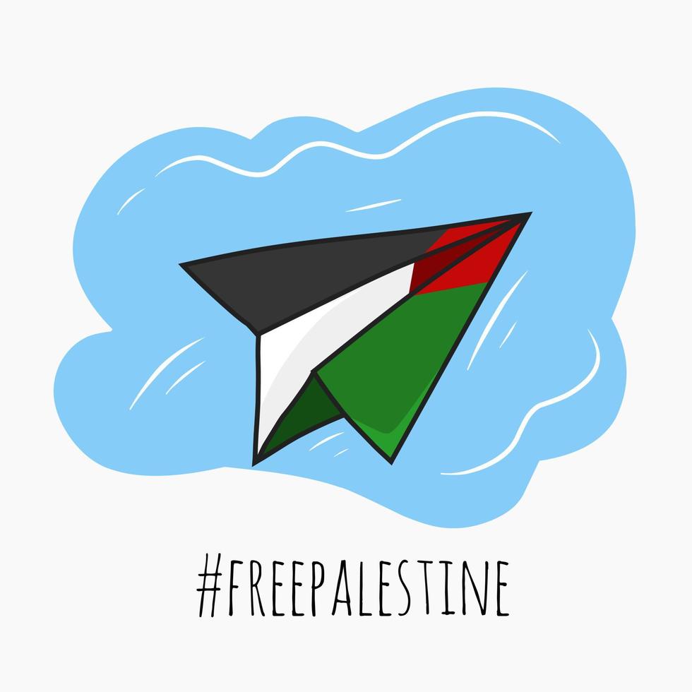 Illustrationsvektor des Papierflugzeugs mit Palästina-Kampagne perfekt für Druck, Poster usw vektor
