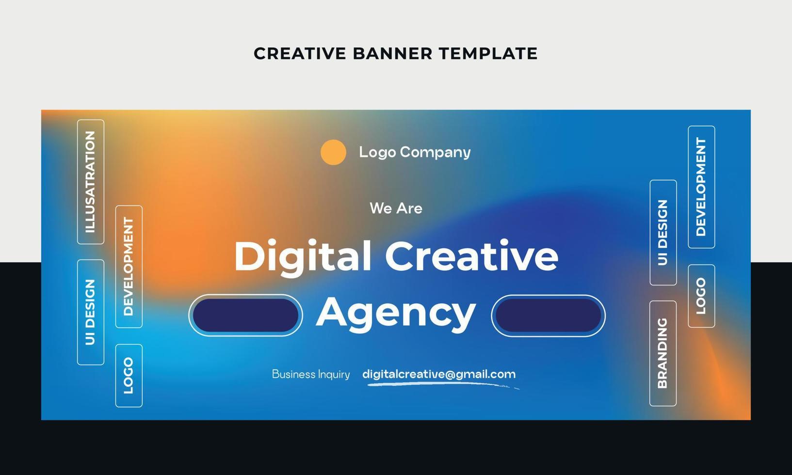 kreativ välkomstbanner webb. digital byrå tema banner designmall. lämplig för sociala medier, marknadsföring, reklam vektor