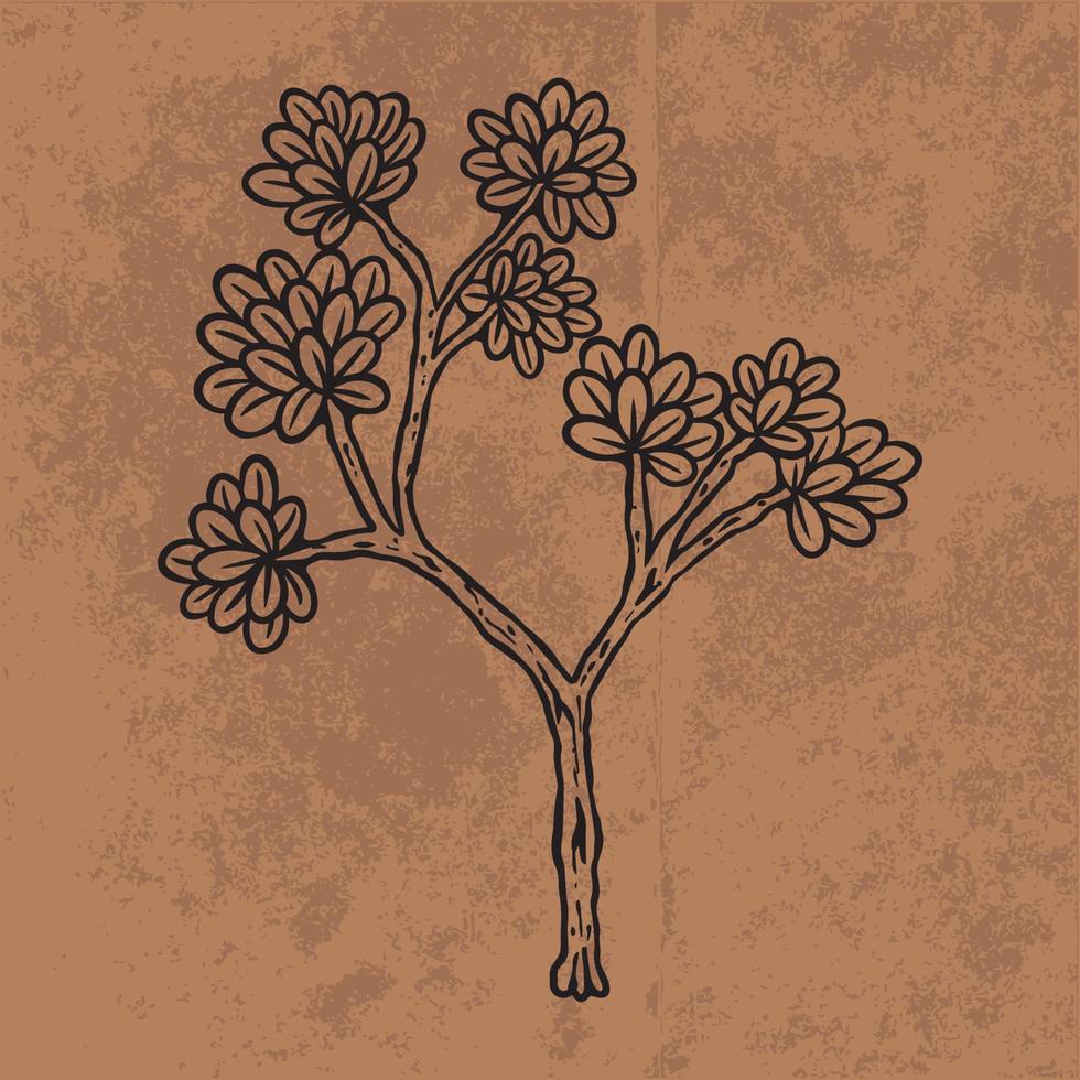botaniska blad doodle vildblomma linjekonst. handritad vektorillustration. vintage blommig kontur. lämplig för tapeter, affisch, klistermärke, innehåll sociala medier vektor