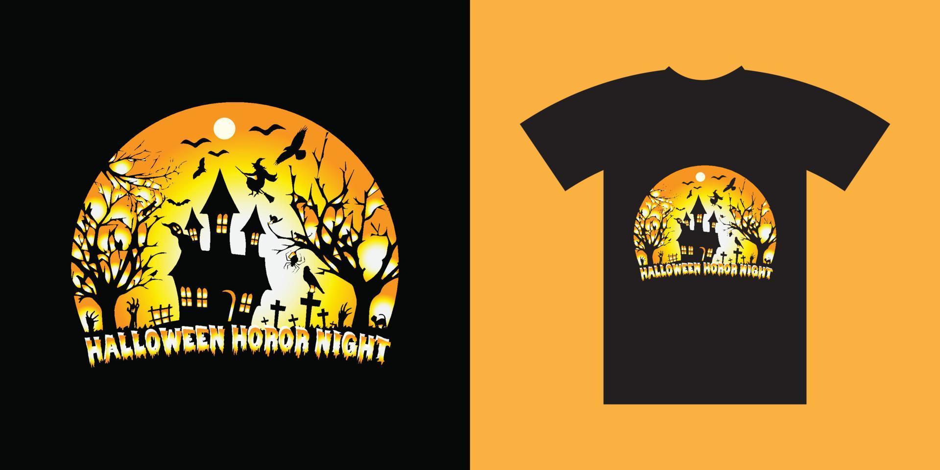 halloween skräck natt eller fest svart t-shirt design. vektor