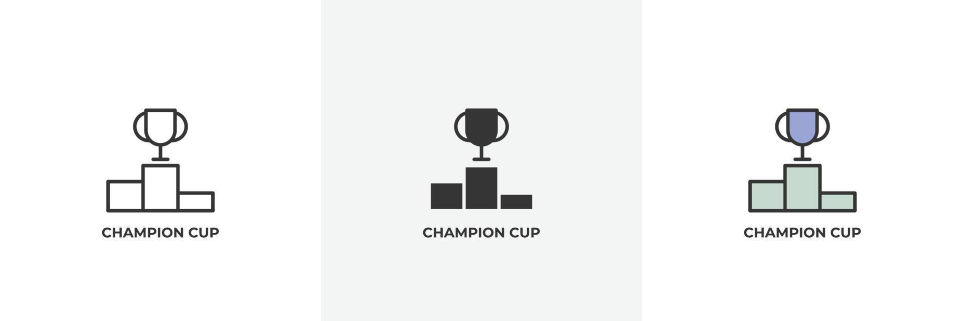 Champion-Cup-Symbol. Linie, solider und gefüllter Umriss bunte Version, Umriss und gefülltes Vektorzeichen. ideensymbol, logoillustration. Vektorgrafiken vektor