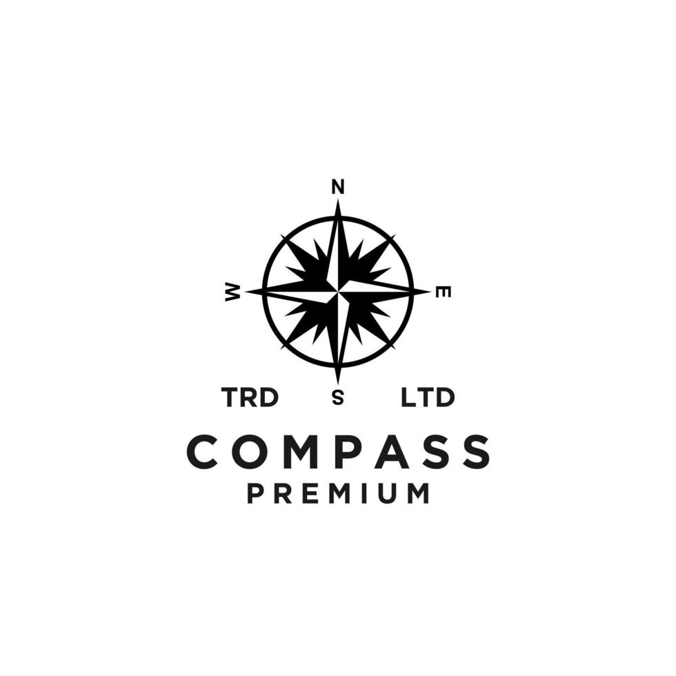 Premium Kompass Vektor schwarzes Logo Icon Design