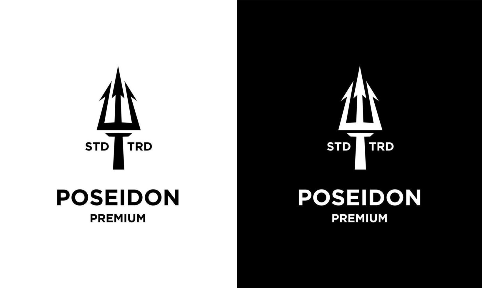 Poseidon Dreizack anfängliches Vintage-Logo-Design vektor