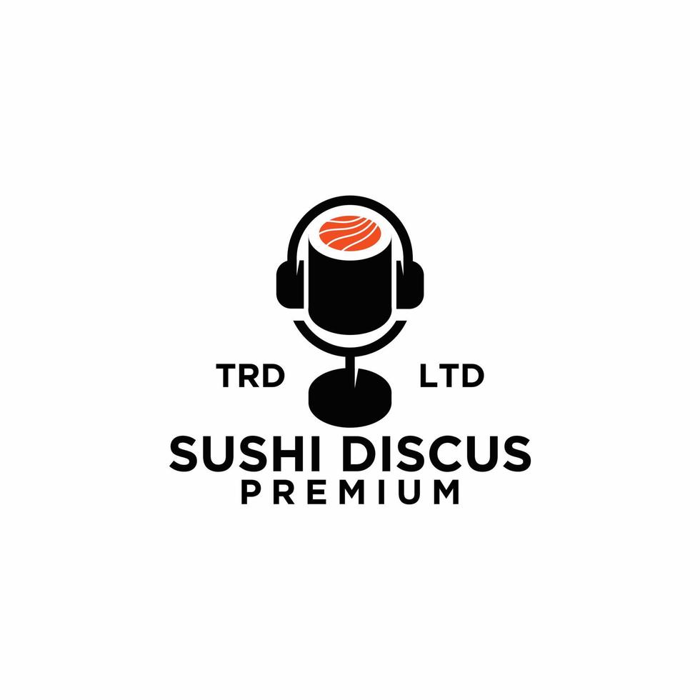 premium sushi mic podcast discus logotypdesign vektor