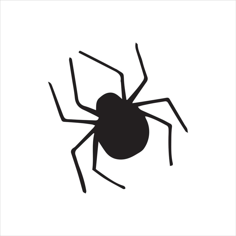 einfache Strichzeichnungsvektorillustration. Spinne. Schwarz-Weiß-Zeichnung, Silhouette einer Spinne. Halloween-Symbol, Magie, Hexerei, Mystik. isoliert auf weißem Hintergrund. vektor