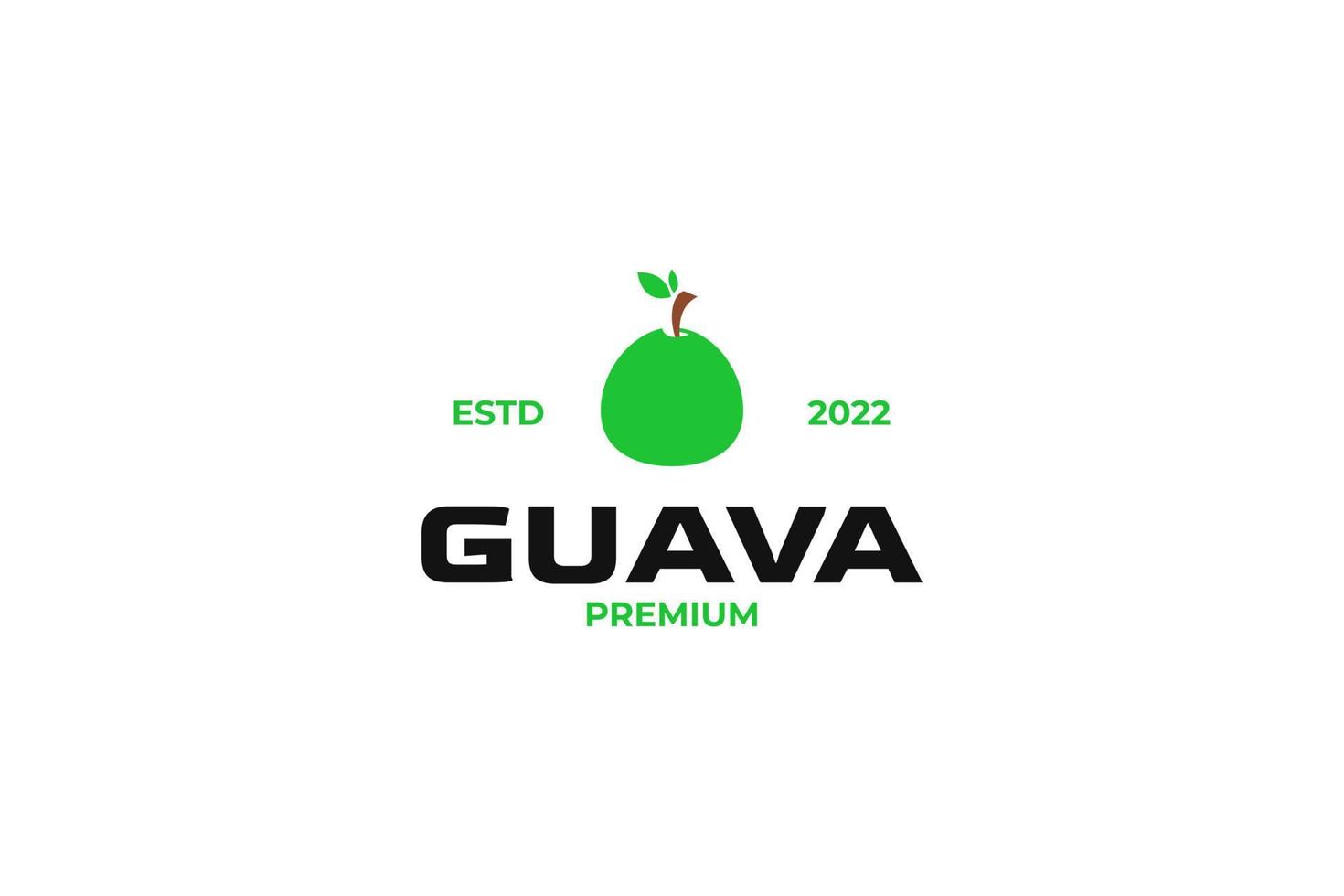 platt guava frukt logotyp design vektor illustration idé