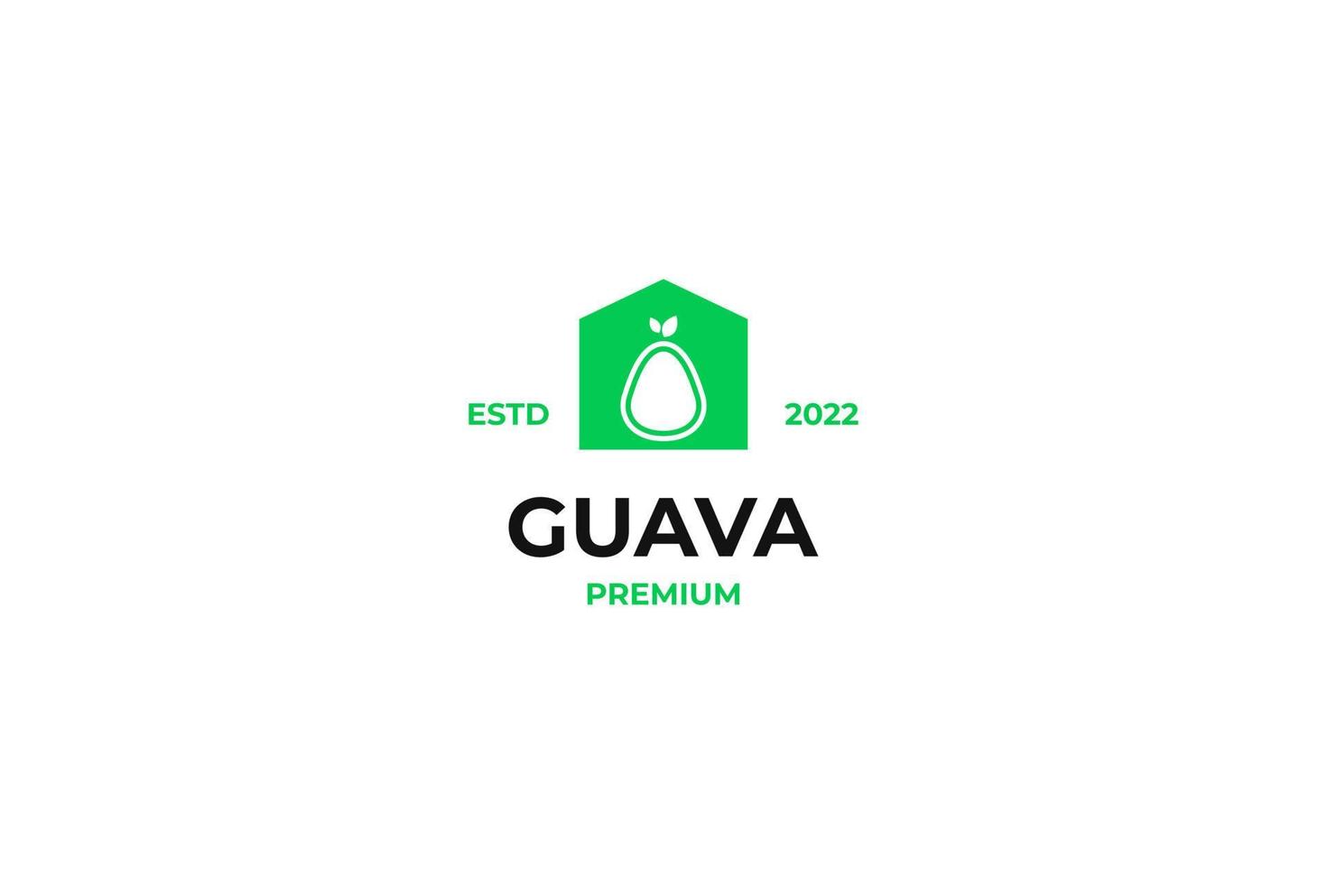 platt guava frukt med hus logotyp design vektor illustration idé