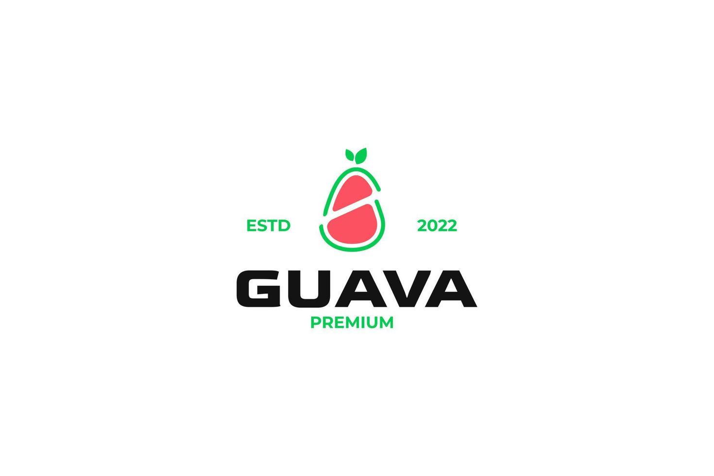 Flache Guava-Obst-Logo-Design-Vektor-Illustration-Idee vektor