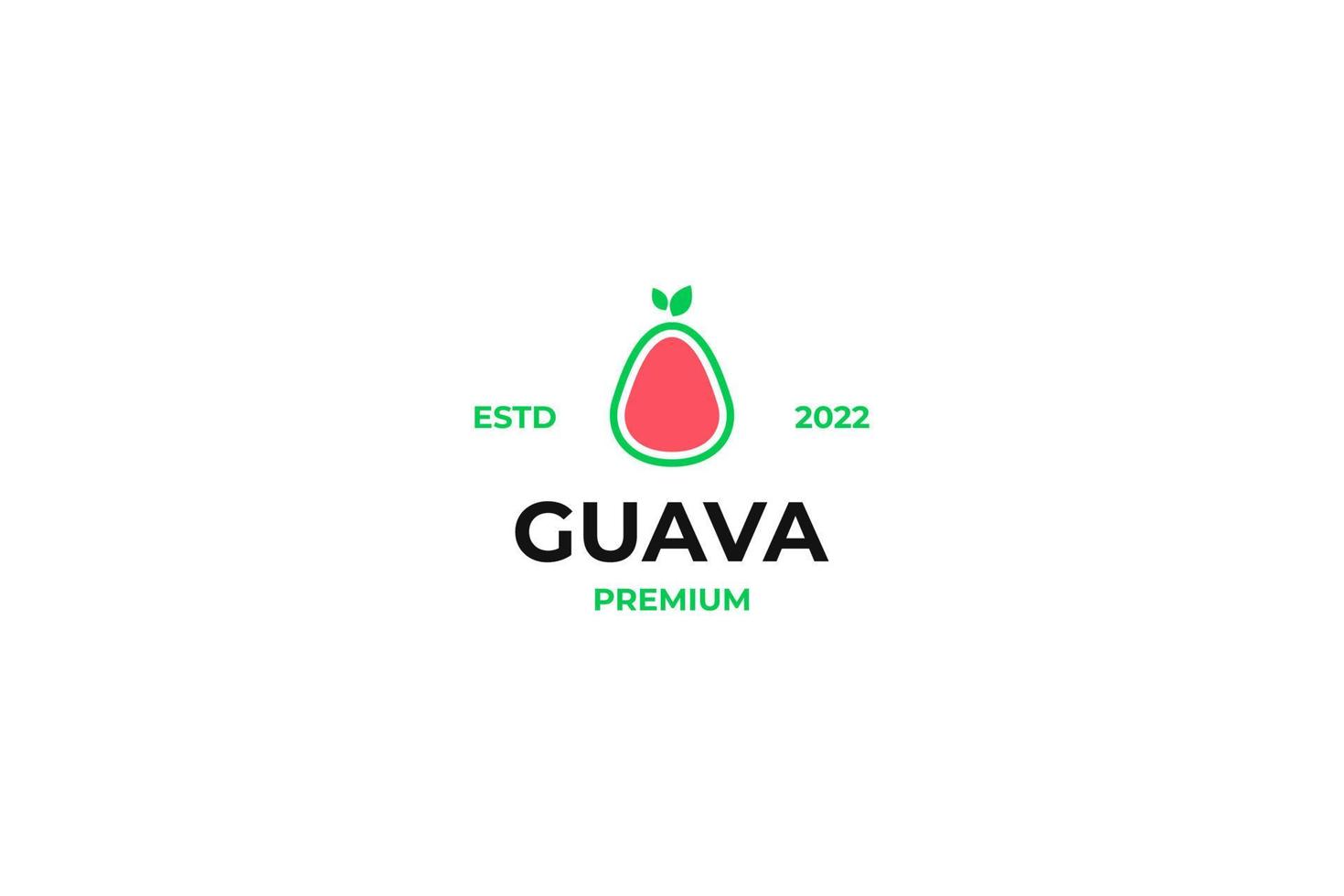 Flache Guava-Obst-Logo-Design-Vektor-Illustration-Idee vektor