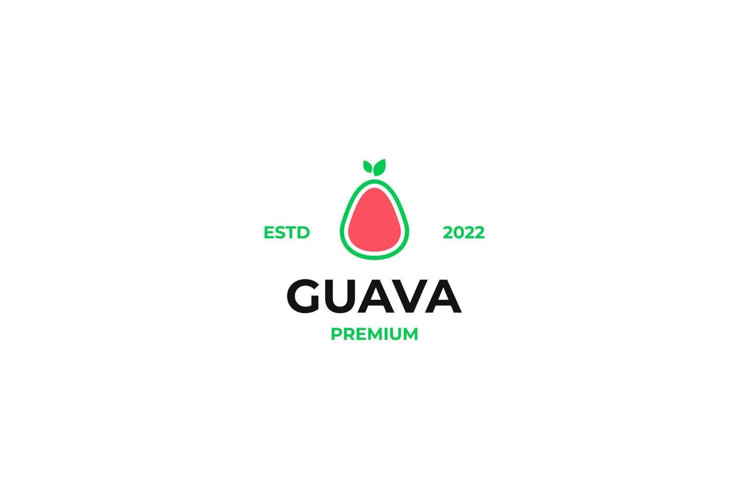 platt guava frukt logotyp design vektor illustration idé