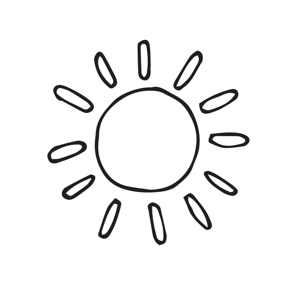 Aktienvektor-Illustrationszeichnung im Stil von Dudule. schöne Sonne. Wettersymbol, Sommer vektor