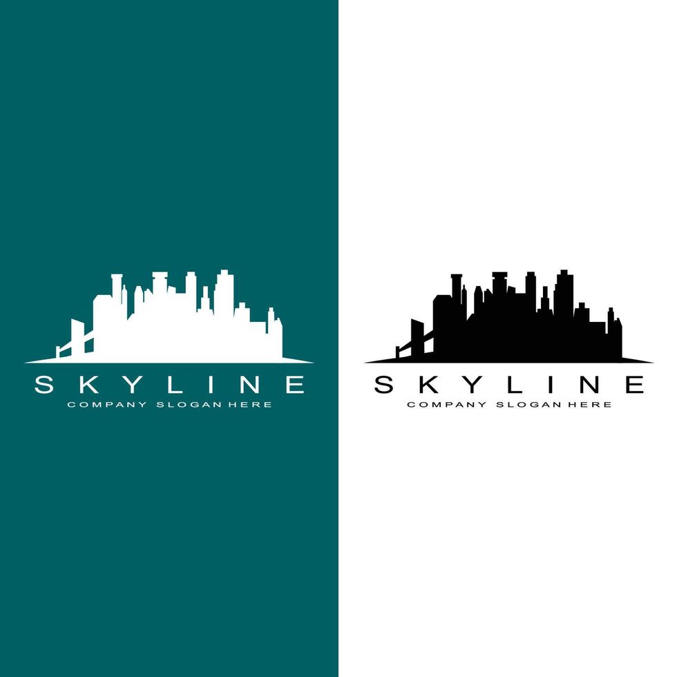 city skyline, skyskrapa för urban fastighetsbyggnad logotyp design vektor