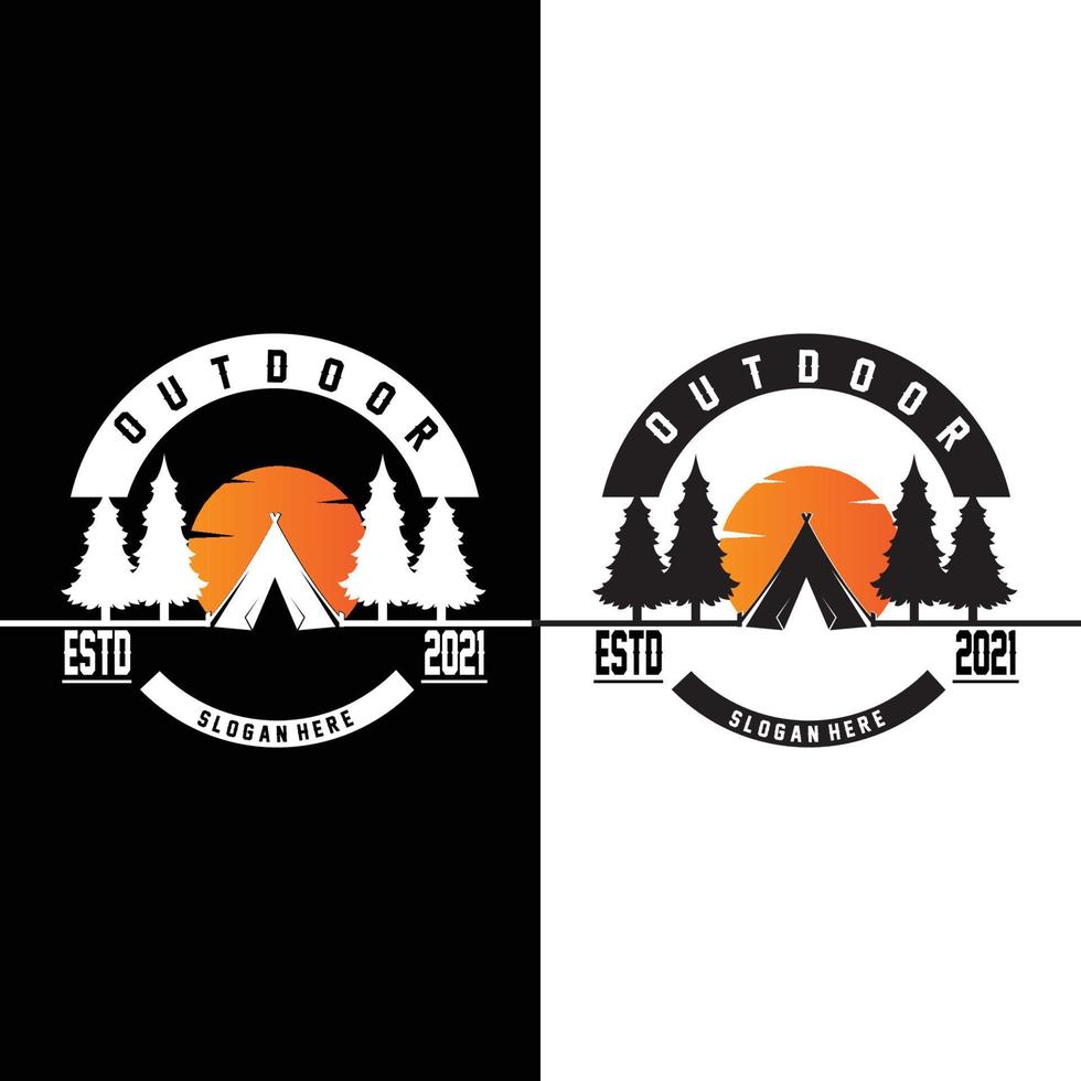 camping utomhus logotyp ikon vektor. koncept retro illustration design vektor