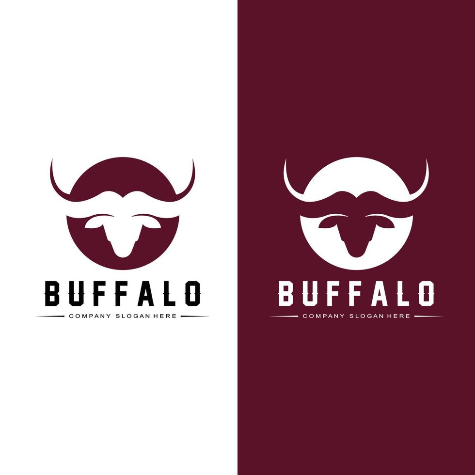 Bison-Stier-Büffel-Logo-Vektor-Symbol, Retro-Logo-Design für Nutztiere vektor