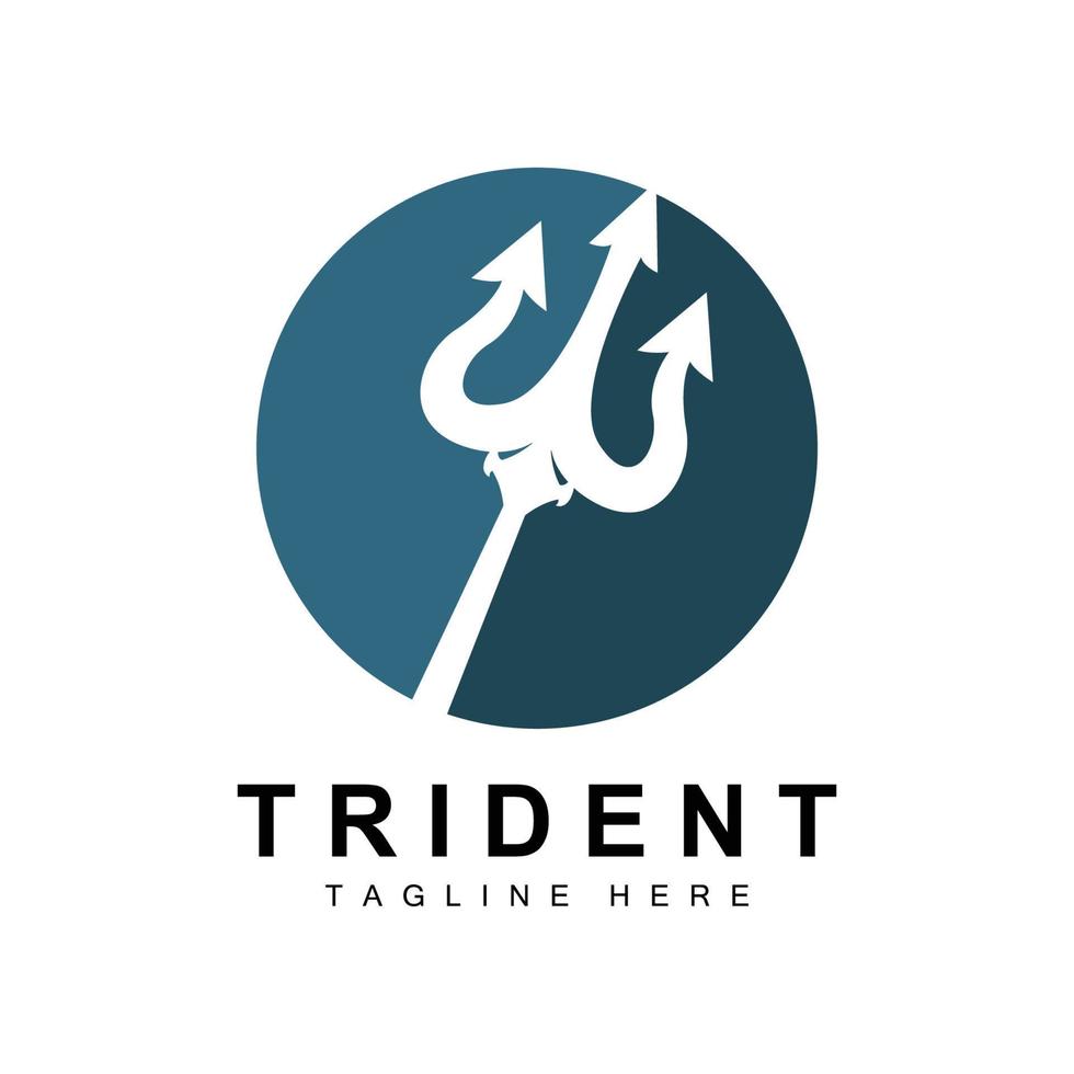 Trident logotyp mall vektor ikon design, gud krigsvapen, spjut kraften i havet