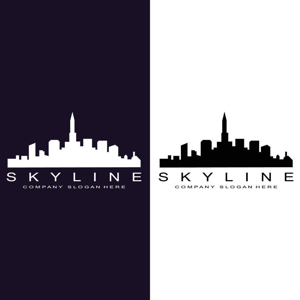 Skyline der Stadt, Wolkenkratzer für städtische Immobiliengebäude Logo-Design-Vektor vektor