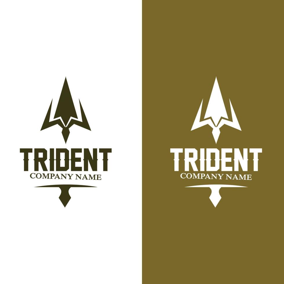 Trident logotyp mall vektor ikon design, gud krigsvapen, spjut kraften i havet