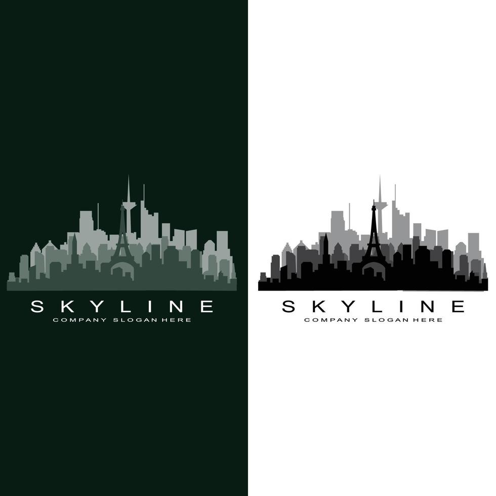 city skyline, skyskrapa för urban fastighetsbyggnad logotyp design vektor