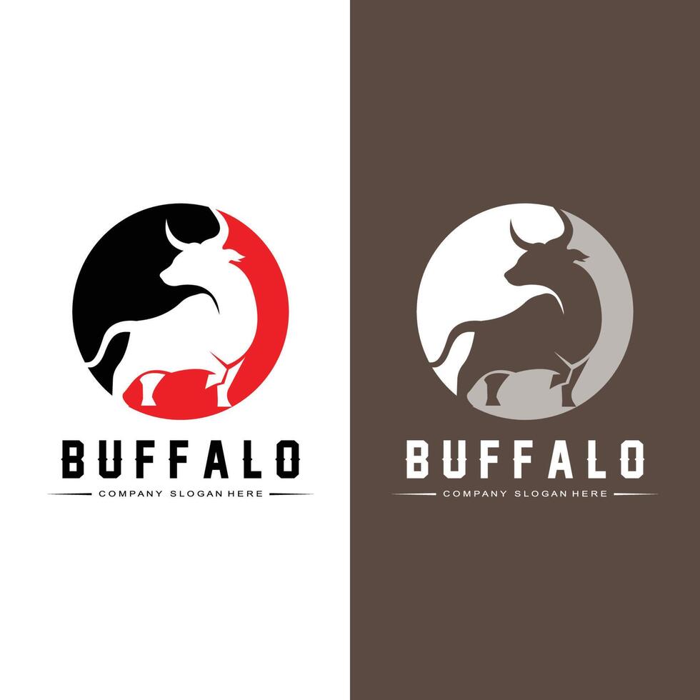 Bison-Stier-Büffel-Logo-Vektor-Symbol, Retro-Logo-Design für Nutztiere vektor