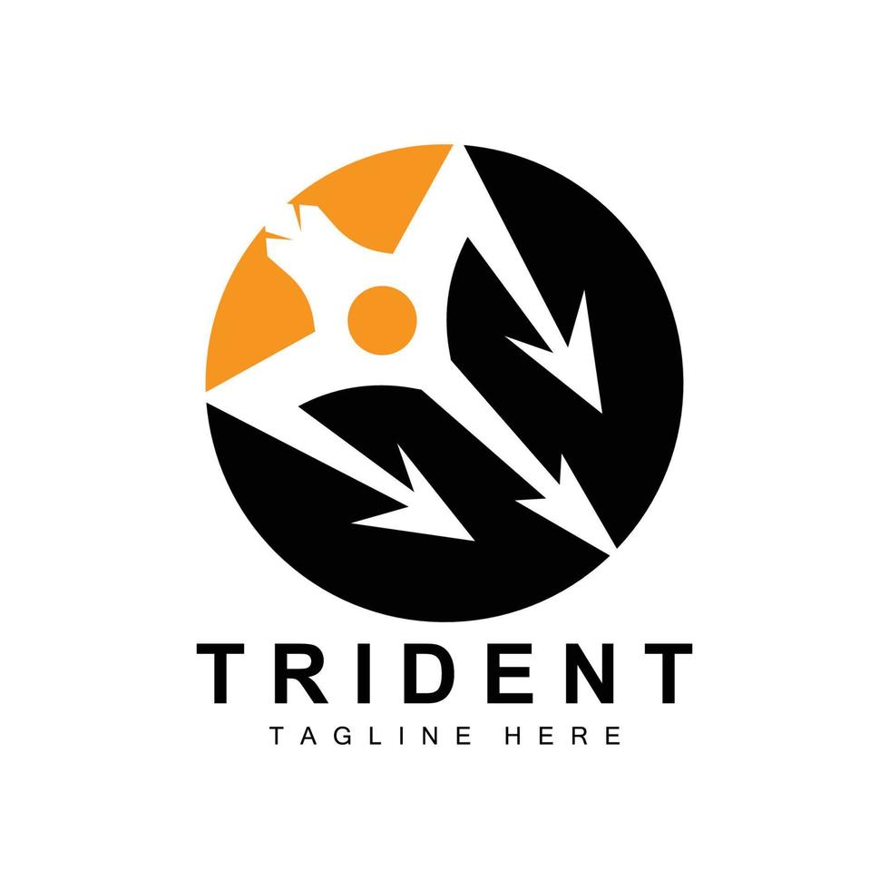 Trident logotyp mall vektor ikon design, gud krigsvapen, spjut kraften i havet