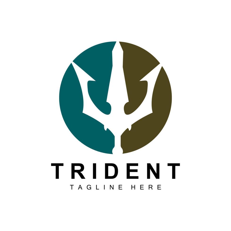 Trident logotyp mall vektor ikon design, gud krigsvapen, spjut kraften i havet