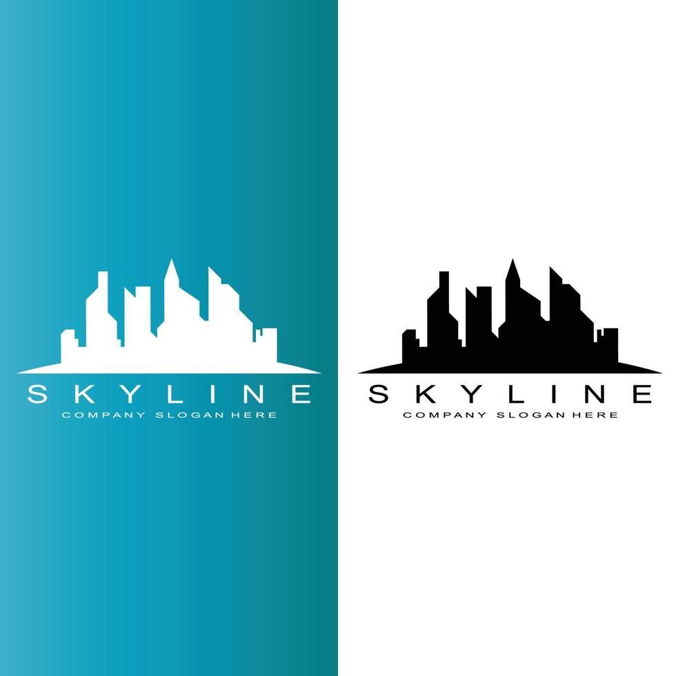 Skyline der Stadt, Wolkenkratzer für städtische Immobiliengebäude Logo-Design-Vektor vektor