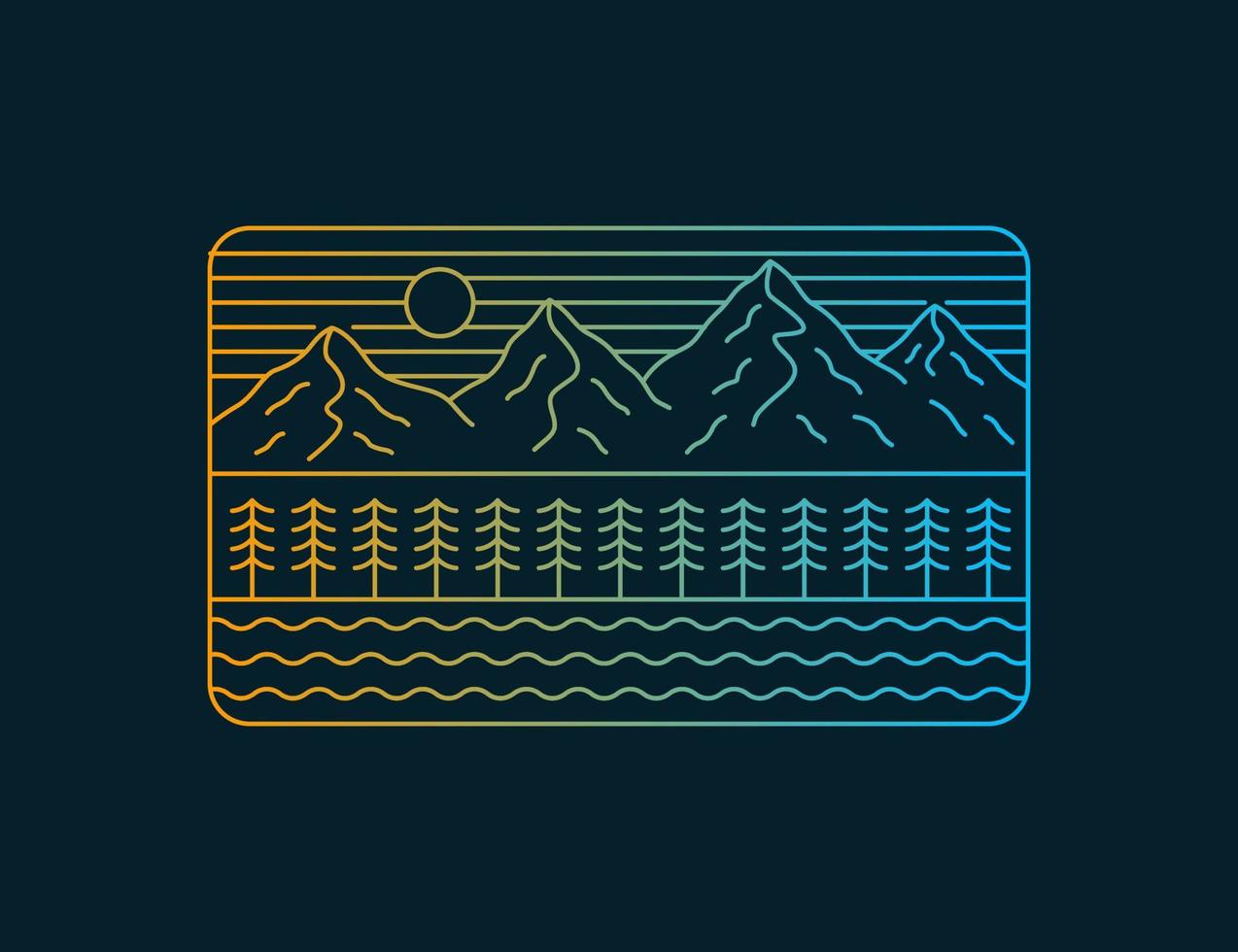 det klippiga berget vilda naturen i mono linje för badge patch emblem grafisk vektorkonst t-shirt design vektor