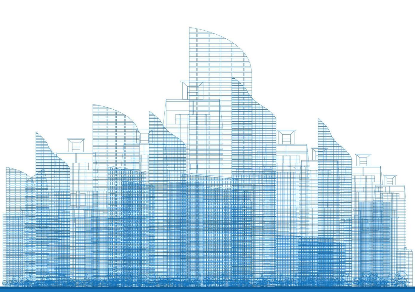kontur stadens skyskrapor i blå färg. vektor