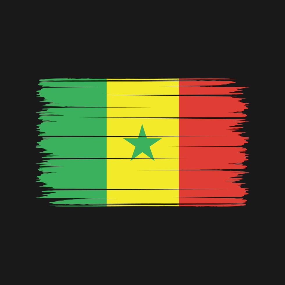 senegalska flaggan penseldrag. National flagga vektor