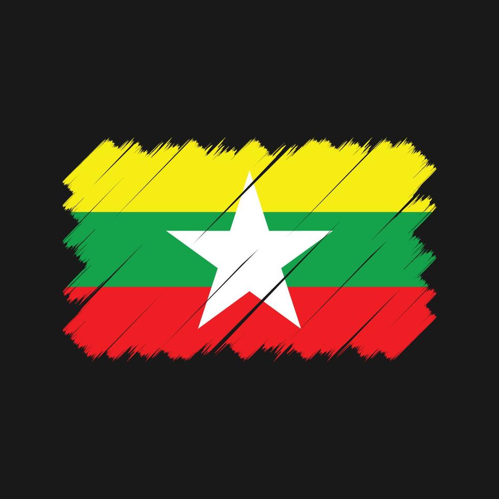 myanmar flaggborste. National flagga vektor
